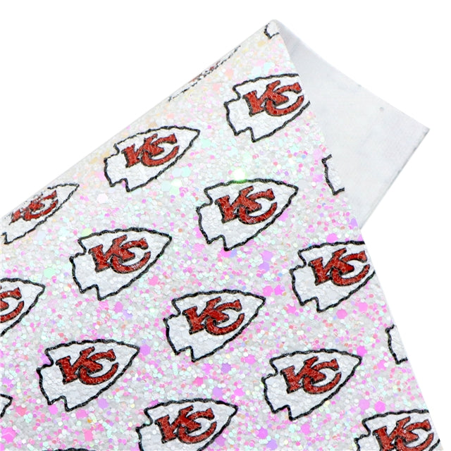 Chiefs Football Chunky Glitter Printed Faux Leather Sheet