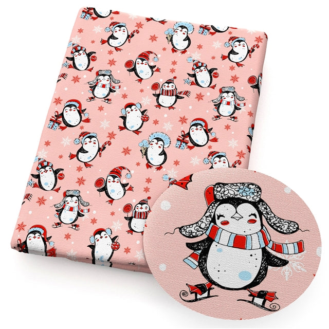 Christmas Penguin Textured Liverpool/ Bullet Fabric with a textured feel
