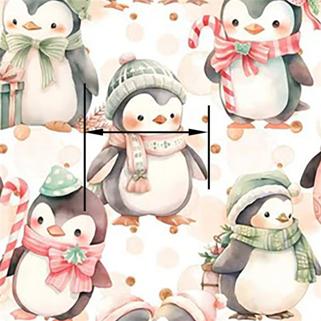Penguin Christmas Printed Faux Leather Sheet FeeFiFauxLeather