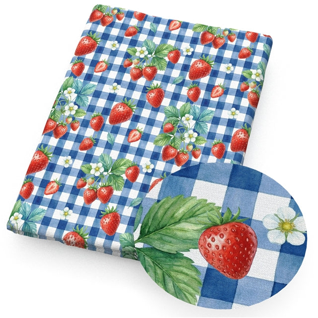 Strawberry Plaid Printed Faux Leather Sheet