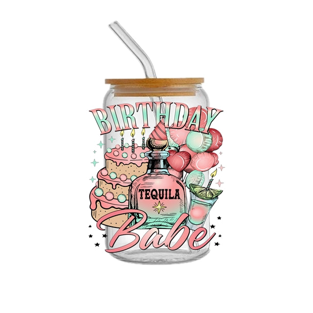 Birthday and Beach UV DTF Glass Can Wrap