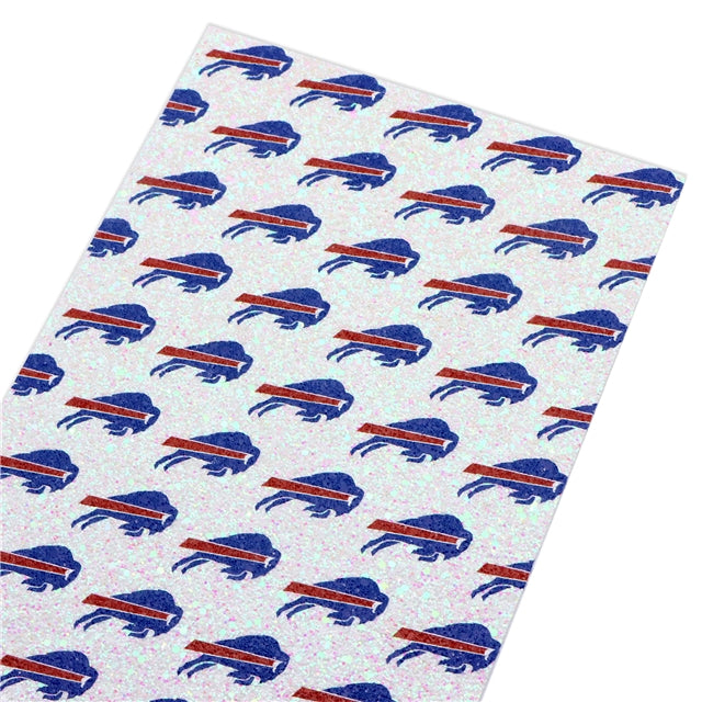 Buffalo Bills Chunky Glitter Printed Faux Leather Sheet