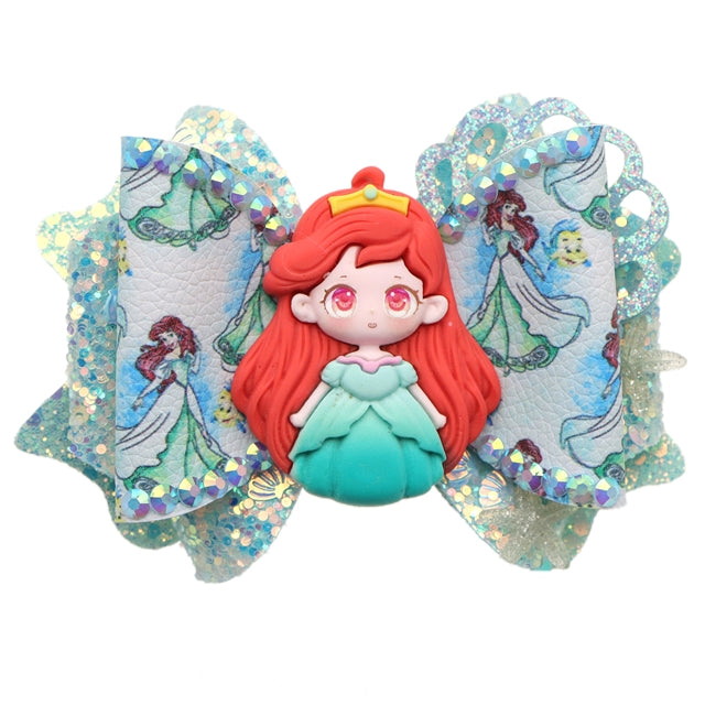 Mermaid Printed Faux Leather Pre-Cut Bow Includes Centerpiece