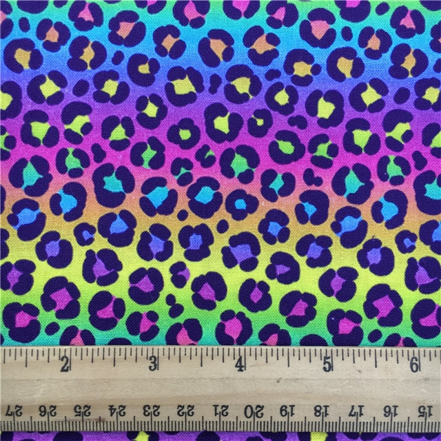 Rainbow Lisa Leopard Bright Colors Textured Liverpool/ Bullet Fabric with a textured feel