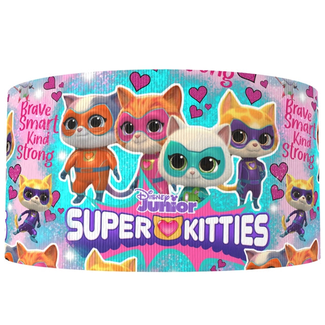 Super Kitties Football 1 Yard Printed Grosgrain Ribbon FeeFiFauxLeather