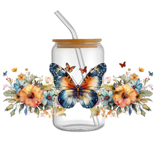 Butterflies Floral UV DTF Cup Wrap – Decorative Wrap for DIY Drinkware Projects FeeFiFauxLeather