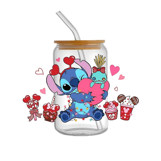 Blue Alien Valentine UV DTF Cup Wrap – Easy Cup Wrap for Tumblers & Projects FeeFiFauxLeather
