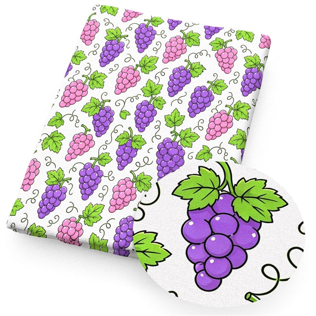 Grapes Fruit  Printed Faux Leather Sheet FeeFiFauxLeather