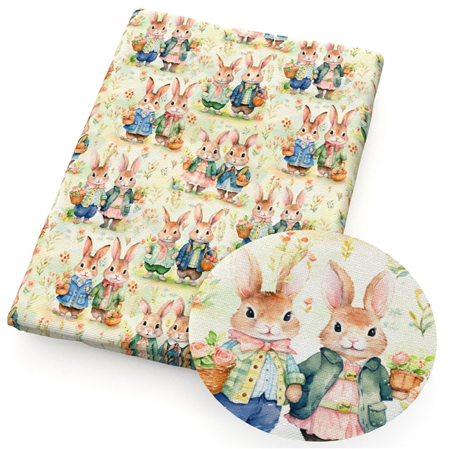 Rabbits Easter Textured Liverpool/ Bullet Fabric with a textured feel