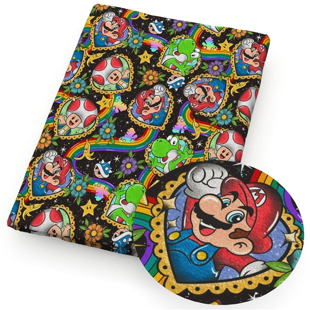 Super Mario Printed Faux Leather Sheet FeeFiFauxLeather