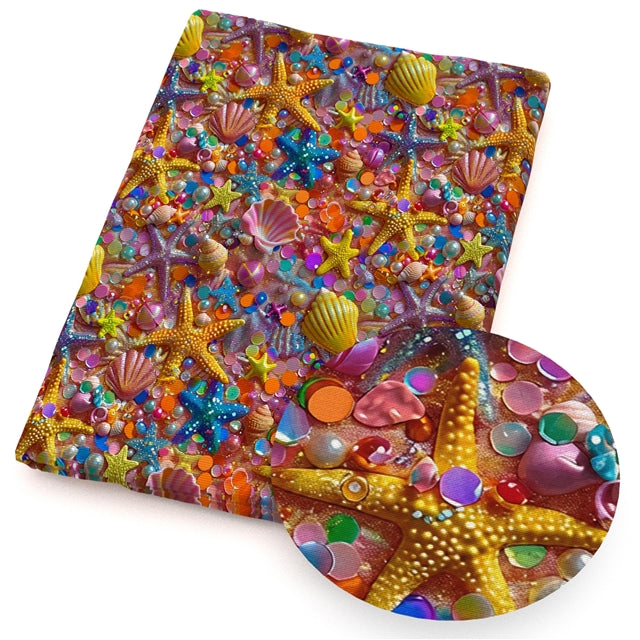 The Sea, Starfish Printed Faux Leather Sheet FeeFiFauxLeather