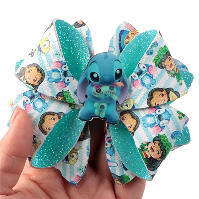 Blue Alien Printed Faux Leather Pre-Cut Bow Includes Centerpiece