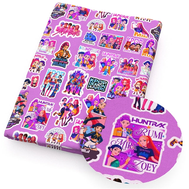 K-Pop Huntrix Printed Fabric FeeFiFauxLeather