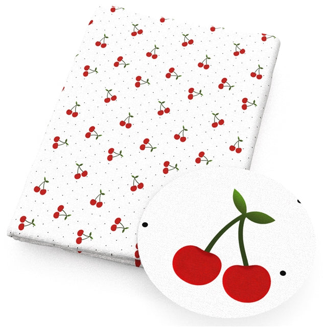 Cherry Printed Faux Leather Sheet FeeFiFauxLeather