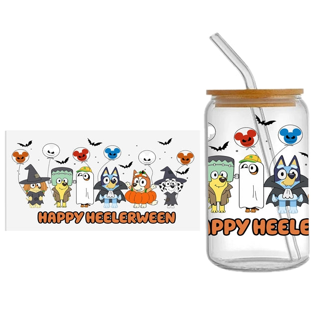 Blue Dogs Halloween UV DTF Cup Wrap – Easy Cup Wrap for Tumblers & Projects FeeFiFauxLeather