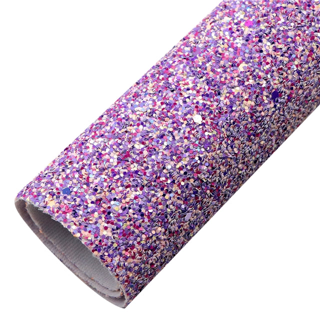 Purple Chunky Glitter Printed Faux Leather Print Sheet