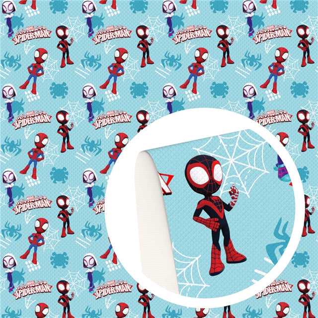 Spiderman Printed Smooth Faux Leather Sheet FeeFiFauxLeather