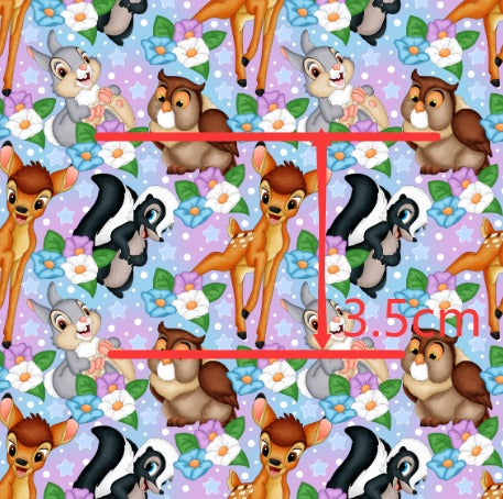 Bambi and Friends Printed Faux Leather Sheet FeeFiFauxLeather