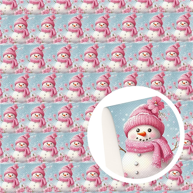 Snowman Christmas Printed Faux Leather Sheet