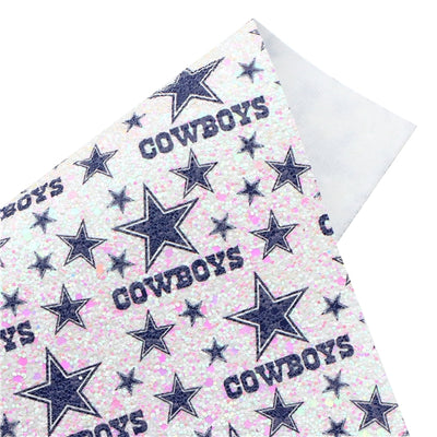 Cowboys Football Chunky Glitter Printed Faux Leather Sheet