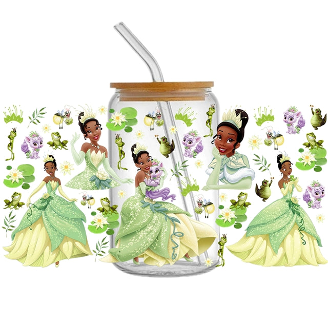 Tiana Princess and The Frog UV DTF Glass Can Wrap