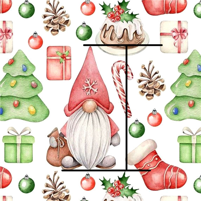 Christmas Gnomes Printed Faux Leather Sheet Litchi has a pebble like feel with bright colors