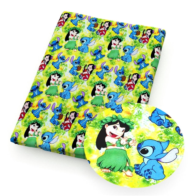 Blue Alien Printed Faux Leather Sheet FeeFiFauxLeather