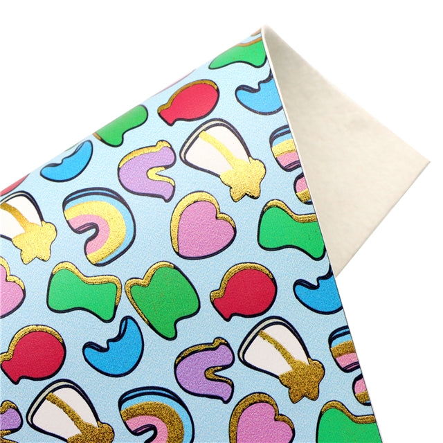 Lucky Charms Gold Foil Printed Faux Leather Sheet FeeFiFauxLeather