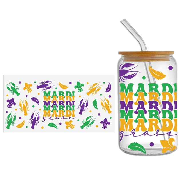 Mardi Gras Crawfish UV DTF Cup Wrap – Easy Cup Wrap for Tumblers & Projects FeeFiFauxLeather
