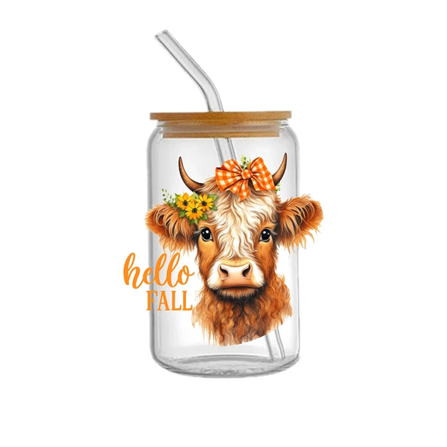 Cow UV DTF Glass Can Wrap