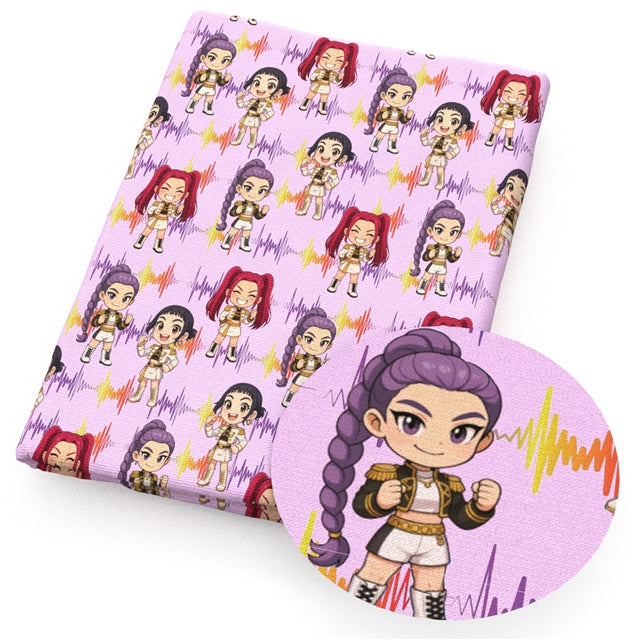 K-Pop Huntrix Faux Leather Sheet – Cartoon Character Material for DIY Accessories FeeFiFauxLeather