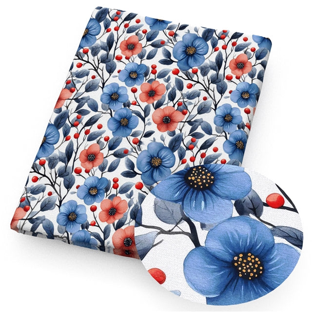 Flowers Printed Faux Leather Sheet FeeFiFauxLeather