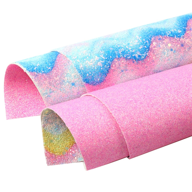 Colorful Glitter Double Pattern Faux Leather Sheet FeeFiFauxLeather