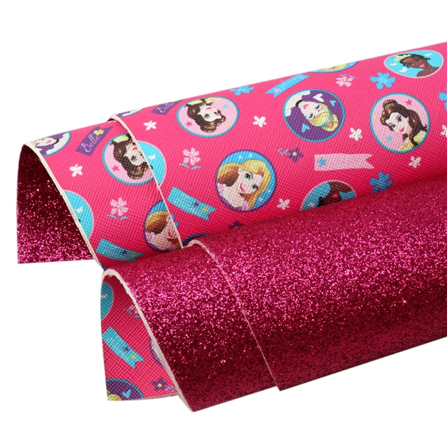 Princesses Glitter Double Pattern Faux Leather Sheet FeeFiFauxLeather