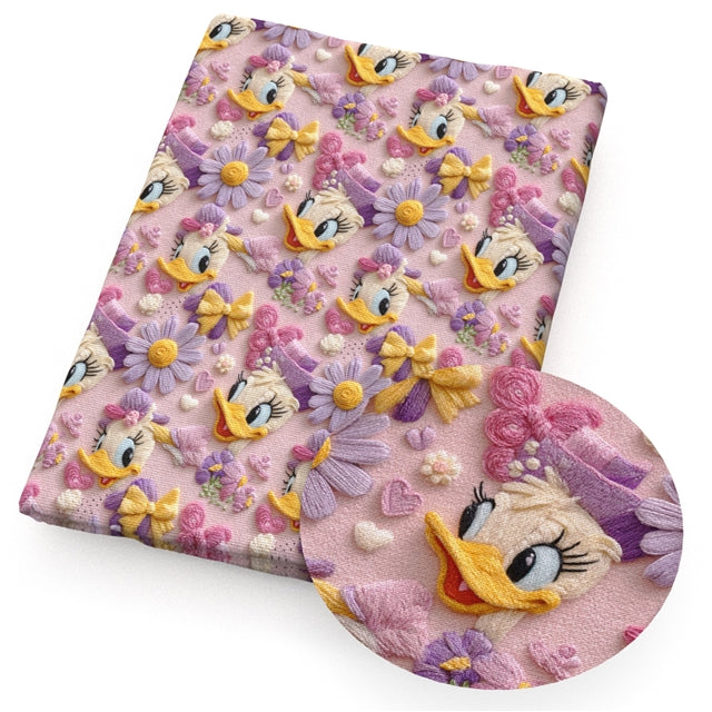 Daisy Duck Faux Leather Sheet – Cartoon Character Smooth Material for DIY Accessories FeeFiFauxLeather