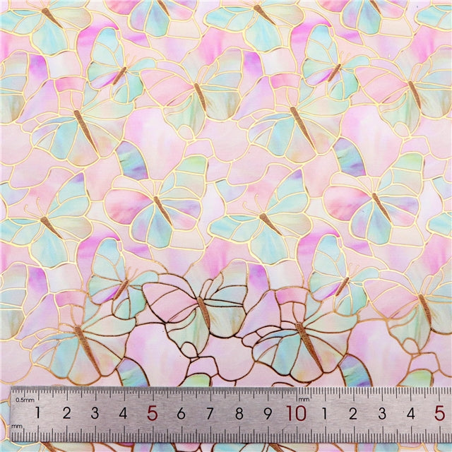 Butterfly Gold Foil Printed Faux Leather Sheet FeeFiFauxLeather