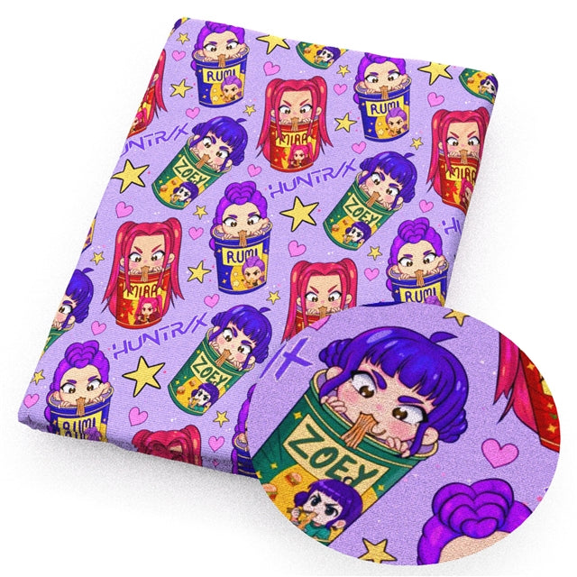 K-Pop Huntrix Faux Leather Sheet – Cartoon Character Smooth Material for DIY Accessories FeeFiFauxLeather