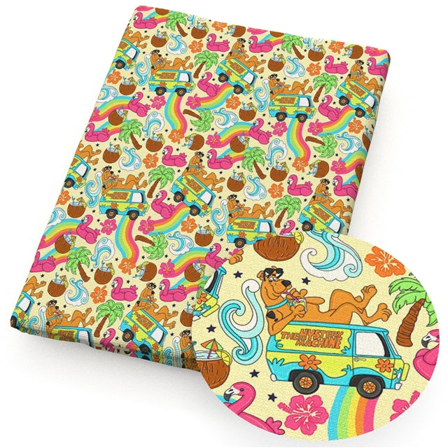 Scooby Doo Printed Faux Leather Sheet Litchi has a pebble like feel with bright colors