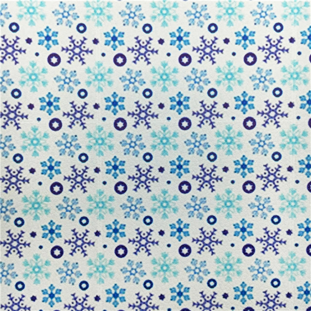 Snowflakes Litchi Printed Faux Leather Sheet