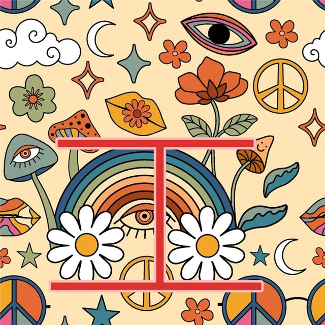 Mushroom Peace Printed Fabric FeeFiFauxLeather