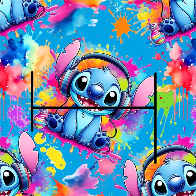 Blue Alien Printed Faux Leather Sheet FeeFiFauxLeather