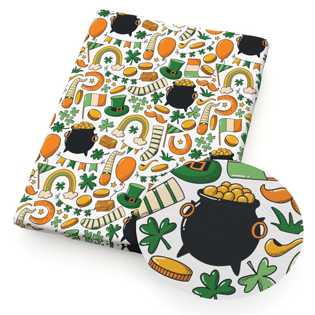 St Patrick’s Day Lucky Leprechaun Textured Liverpool/ Bullet Fabric with a textured feel