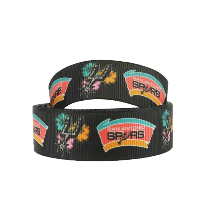 Spurs Basketball Ribbon 1 Yard Printed Grosgrain Ribbon 1 1/2 inch wide FeeFiFauxLeather