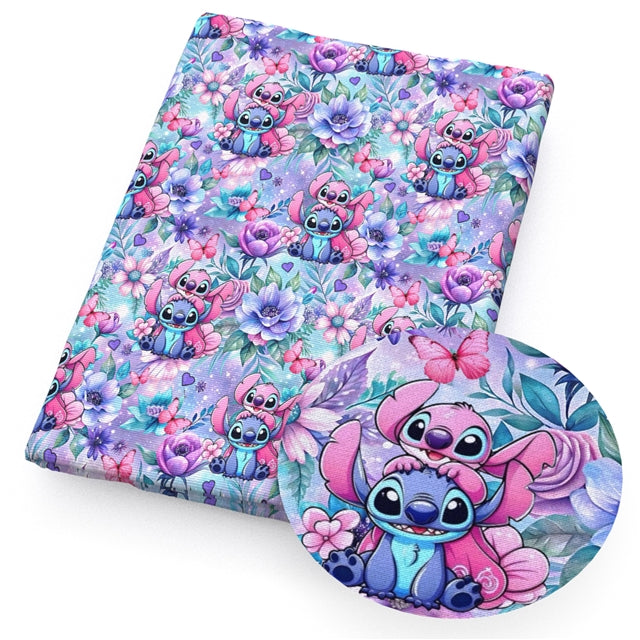 Blue Alien Printed Fabric FeeFiFauxLeather