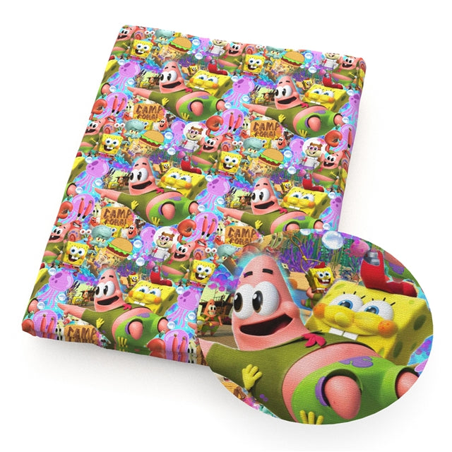 SpongeBob Printed Faux Leather Sheet Litchi has a pebble like feel with bright colors