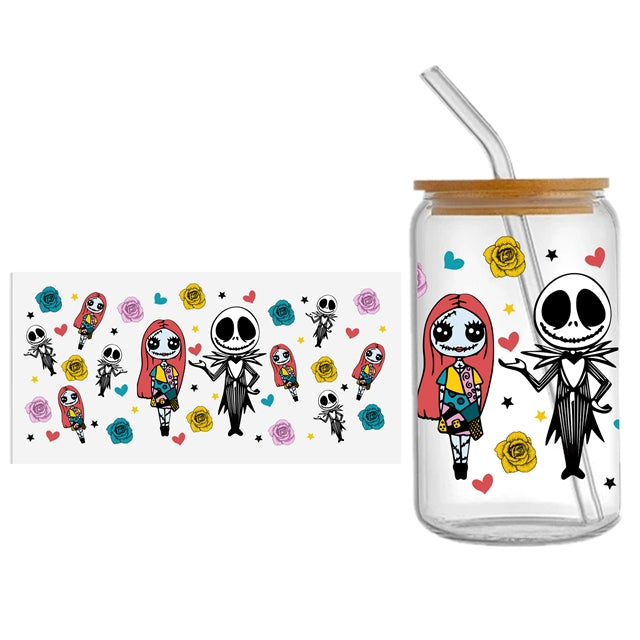 Nightmare Before Christmas Valentine UV DTF Cup Wrap – Easy Cup Wrap for Tumblers & Projects FeeFiFauxLeather