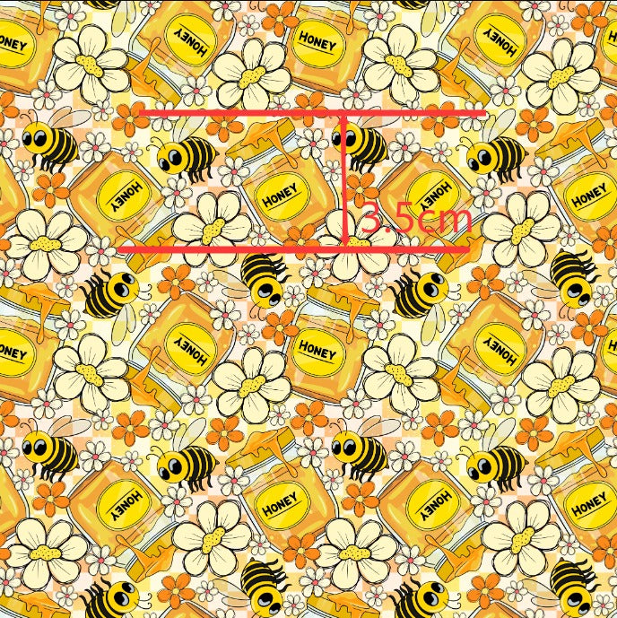 Bumble Bee and Honey Printed Faux Leather Sheet FeeFiFauxLeather