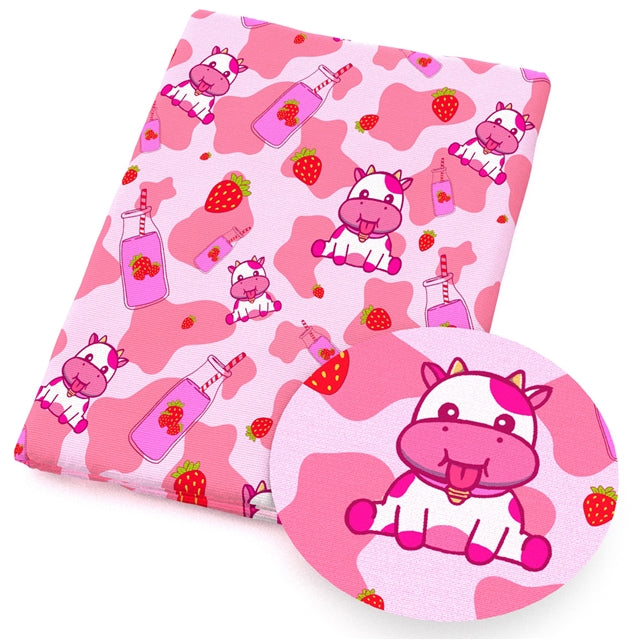Pink Cow  Printed Fabric FeeFiFauxLeather