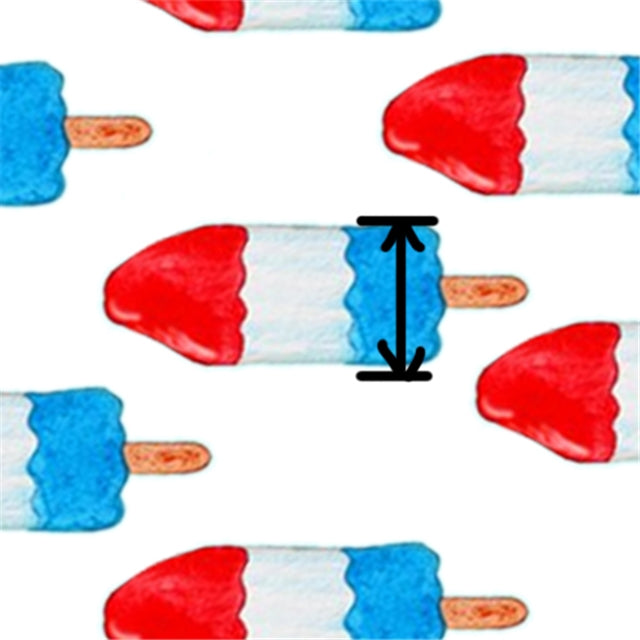 Red, White and Blue Popsicles Printed Faux Leather Sheet Litchi has a pebble like feel with bright colors