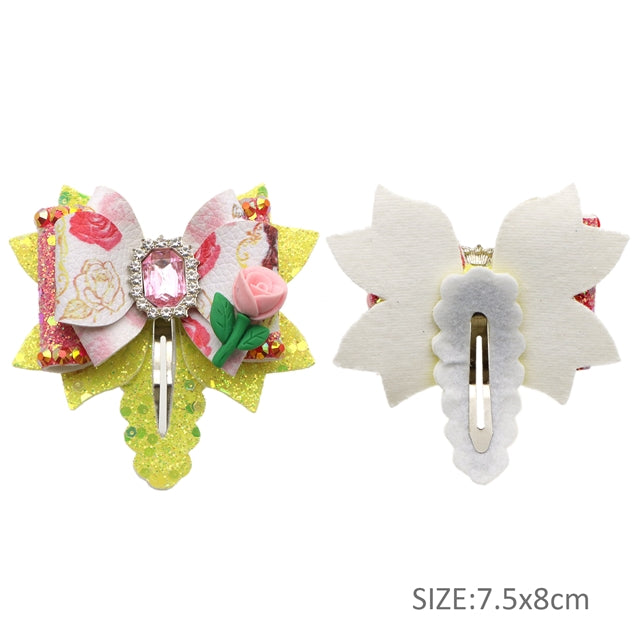 Princess Printed Faux Leather Pre-Cut Bow Clip Includes Centerpiece FeeFiFauxLeather